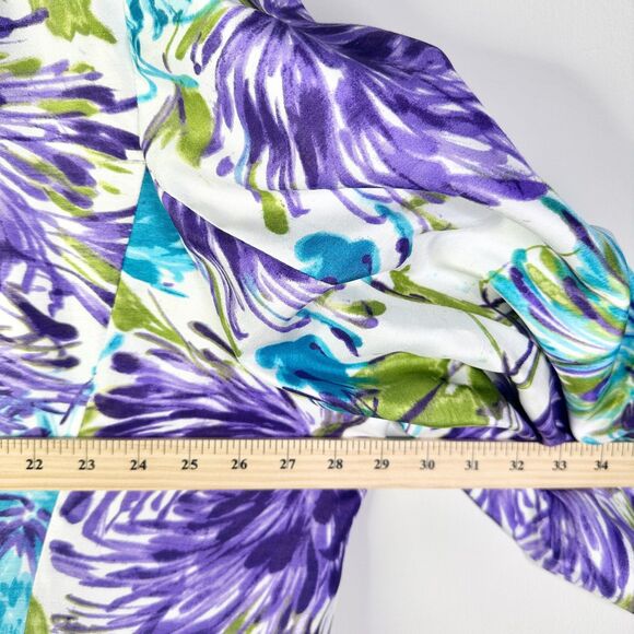 JOHN MEYER Coat Blazer Women 34W Plus Blue Purple Floral Bohemian Bloomcore NWT - Picture 5 of 7